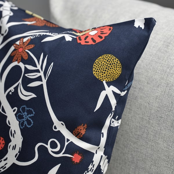 REVFINGERÖRT cushion cover, dark blue/multicolour, 50x50 cm