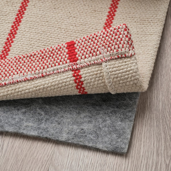 RIDSTIG rug, flatwoven, off-white/red, 170x240 cm