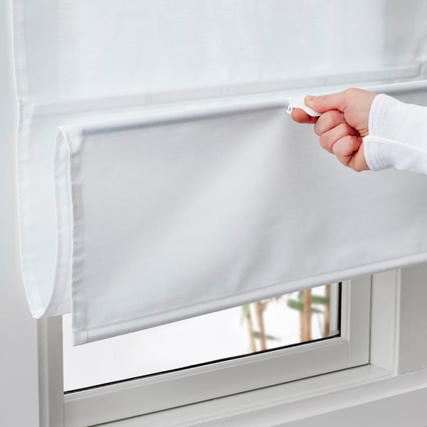 RINGBLOMMA Roman blind, white, 80x160 cm