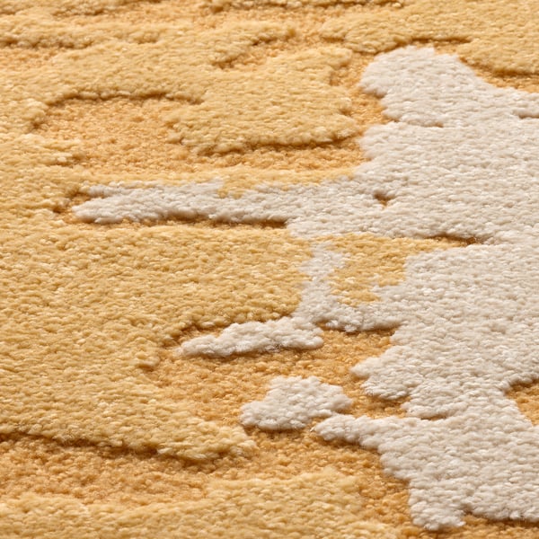 RINGKLOCKA rug, low pile, yellow/off-white, 160x230 cm