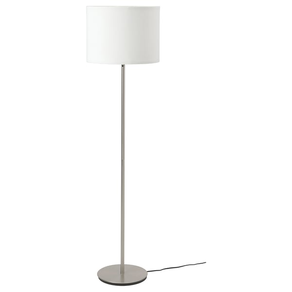 RINGSTA / SKAFTET floor lamp, white/nickel-plated, 29 cm