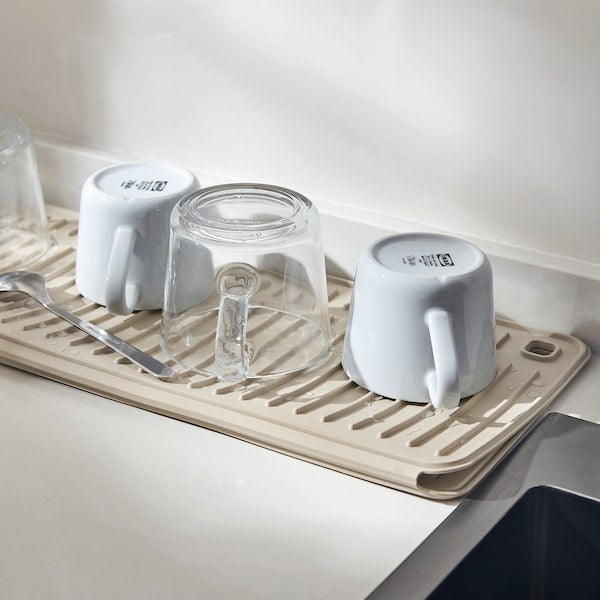 RINNIG dish drying mat, beige, 51x42 cm