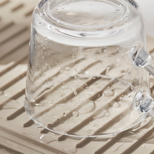 RINNIG dish drying mat, beige, 51x42 cm