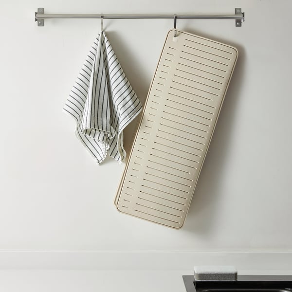 RINNIG dish drying mat, beige, 51x42 cm