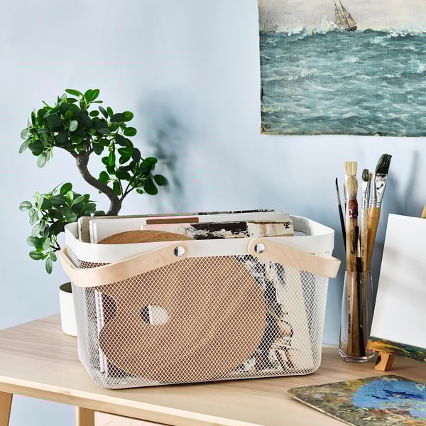 RISATORP basket, white, 27x42x23 cm