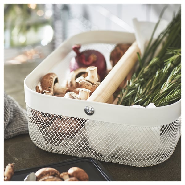 RISATORP basket with compartments, white, 33x24x11 cm