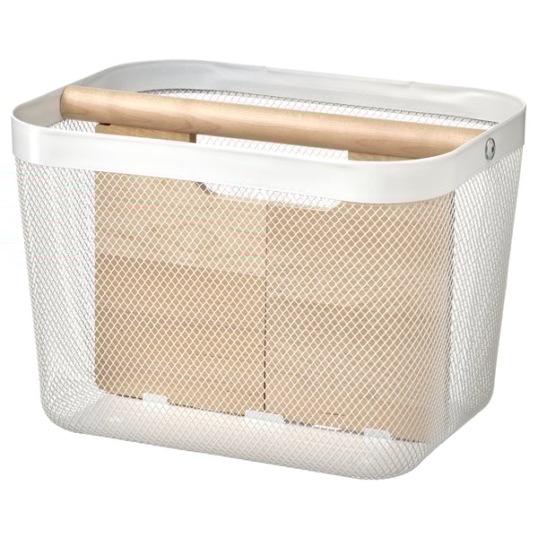 RISATORP basket with compartments, white, 33x24x23 cm