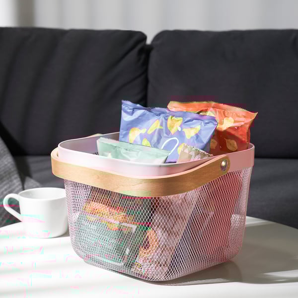 RISATORP basket, pink, 25x26x18 cm