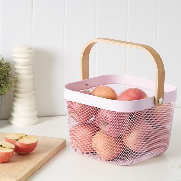 RISATORP basket, pink, 25x26x18 cm