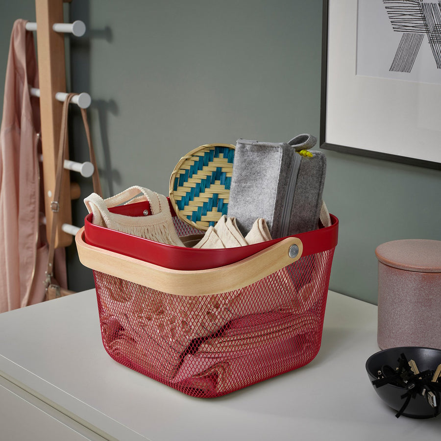 RISATORP basket, bright red, 25x26x18 cm