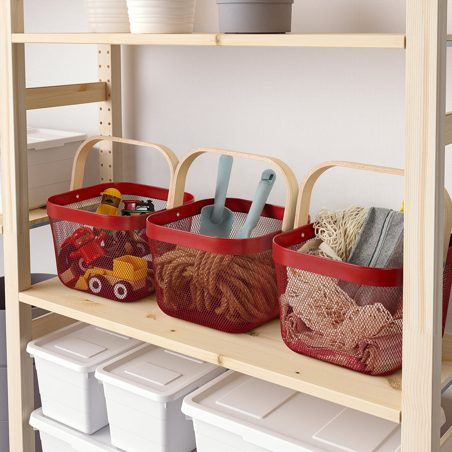 RISATORP basket, bright red, 25x26x18 cm