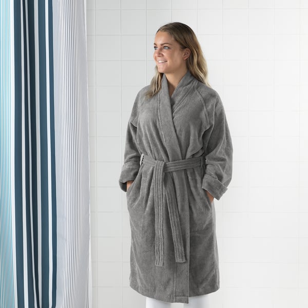 ROCKÅN bath robe, grey, L/XL