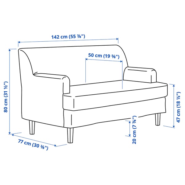 ROCKSJÖN 2-seat sofa, Blekinge white, 142x80x77 cm