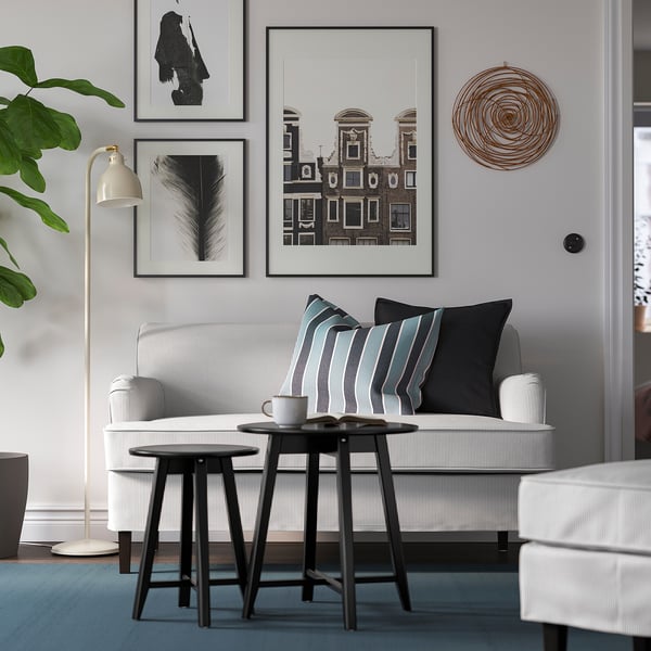 ROCKSJÖN 2-seat sofa, Klovsta grey/white, 142x80x77 cm