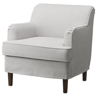 ROCKSJÖN cover for armchair, Klovsta grey/white