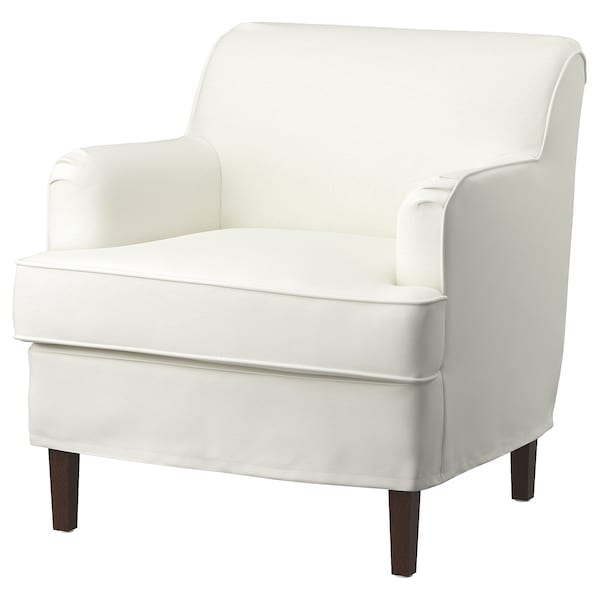 Ikea ROCKSJÖN - Armchair with footstool, Blekinge white