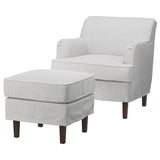 ROCKSJÖN armchair with footstool, Klovsta grey/white