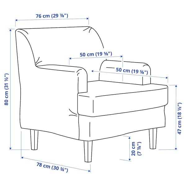 Ikea ROCKSJÖN - Armchair, Klovsta grey/white