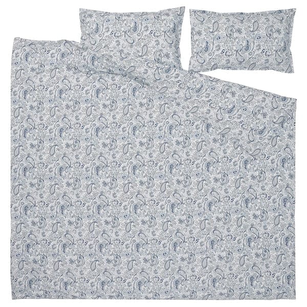 Ikea RODGERSIA - Duvet cover and 2 pillowcases, blue/white, 240x220/50x80 cm