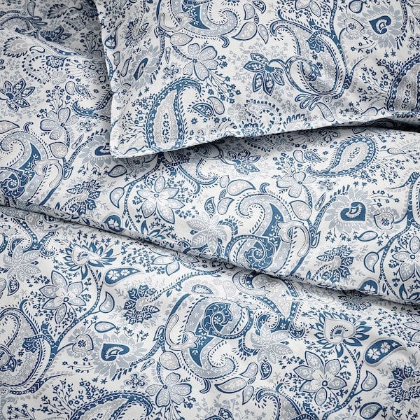 Ikea RODGERSIA - Duvet cover and 2 pillowcases, blue/white, 240x220/50x80 cm
