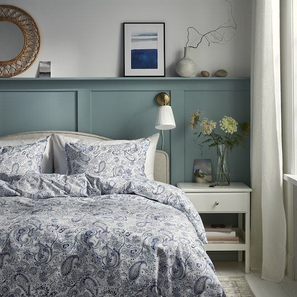 Ikea RODGERSIA - Duvet cover and 2 pillowcases, blue/white, 240x220/50x80 cm