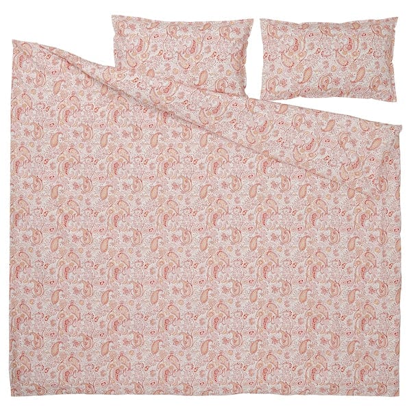 Ikea RODGERSIA - Duvet cover and 2 pillowcases, pink/white, 240x220/50x80 cm