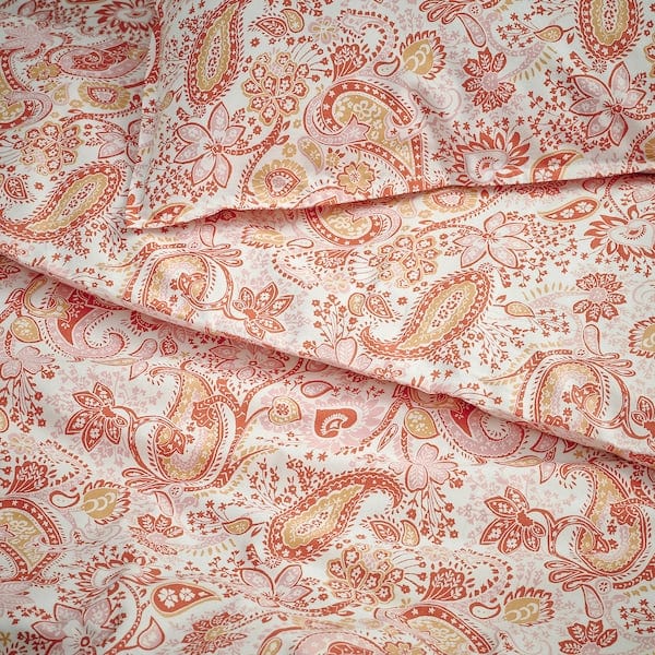 Ikea RODGERSIA - Duvet cover and 2 pillowcases, pink/white, 240x220/50x80 cm