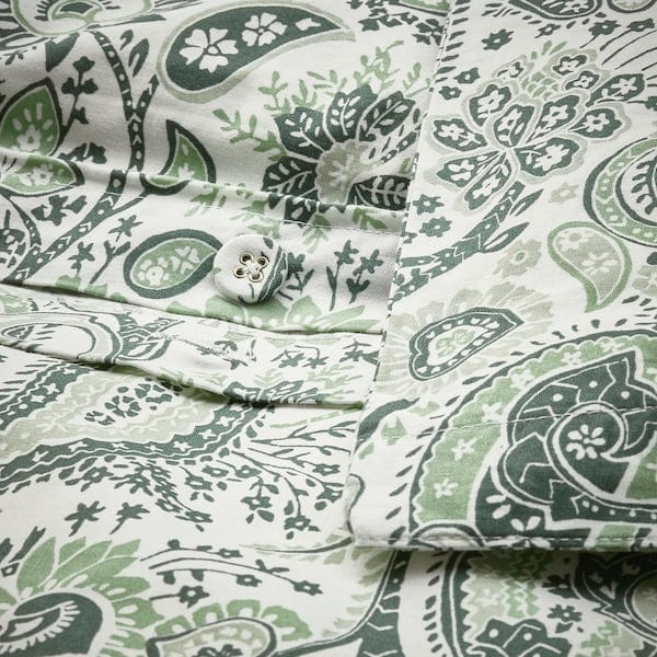 Ikea RODGERSIA - Duvet cover and 2 pillowcases, green/white, 240x220/50x80 cm