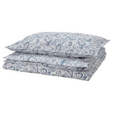 RODGERSIA duvet cover and pillowcase, blue/white, 150x200/50x80 cm