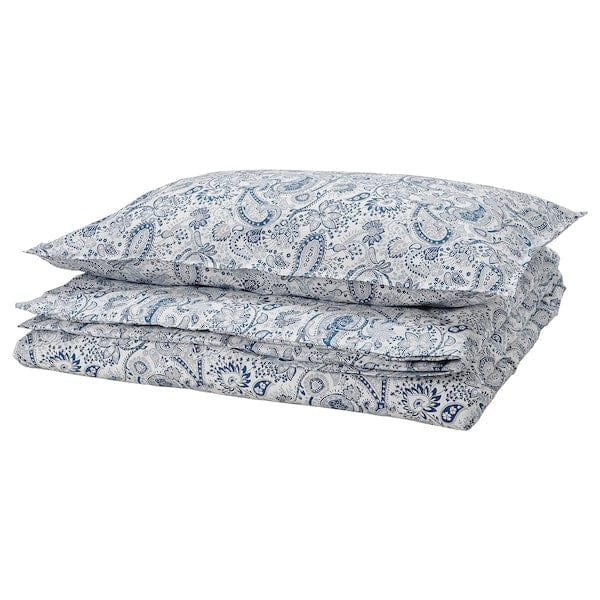 Ikea RODGERSIA - Duvet cover and pillowcase, blue/white, 150x200/50x80 cm