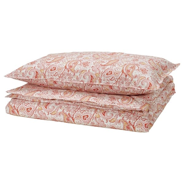 Ikea RODGERSIA - Duvet cover and pillowcase, pink/white, 150x200/50x80 cm