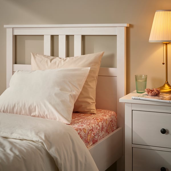 RODGERSIA fitted sheet, pink/white, 90x200 cm