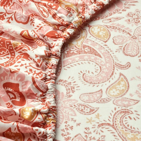 Ikea RODGERSIA - fitted sheet, pink/white,90x200 cm