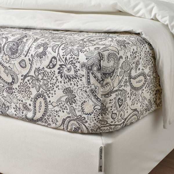 RODGERSIA flat sheet, grey/white, 150x260 cm
