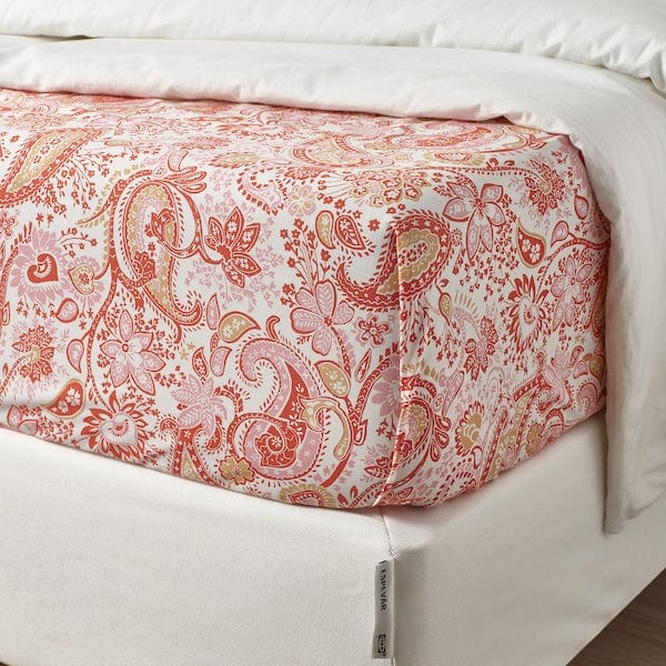 Ikea RODGERSIA - Flat sheet, pink/white, 240x260 cm