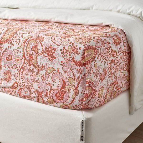 RODGERSIA flat sheet, pink/white, 240x260 cm