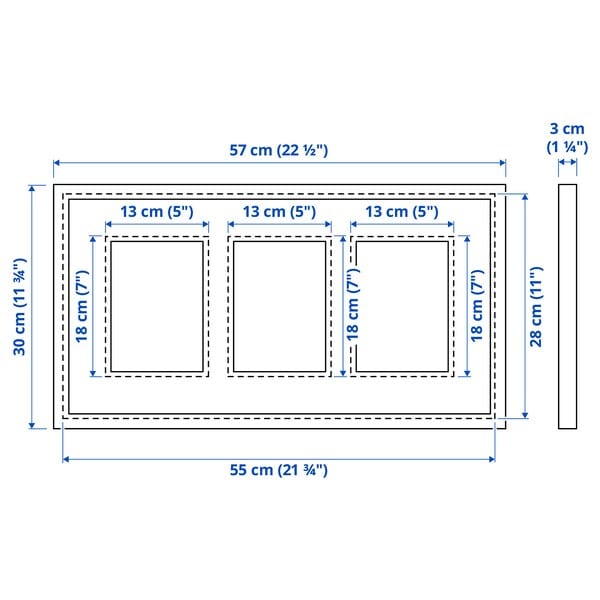 Ikea RÖDALM - Frame for 3 pictures, white, 55x28 cm