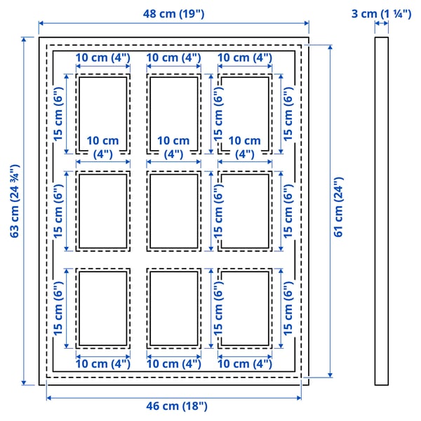 RÖDALM frame for 9 pictures, black, 46x61 cm