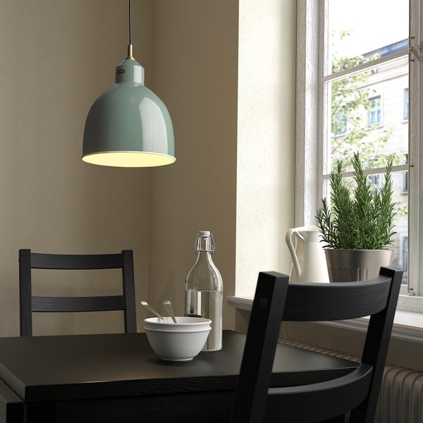 RÖDFLIK pendant lamp, grey-green, 28 cm