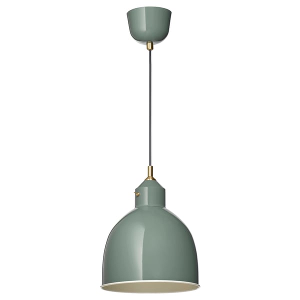 RÖDFLIK pendant lamp, grey-green, 28 cm