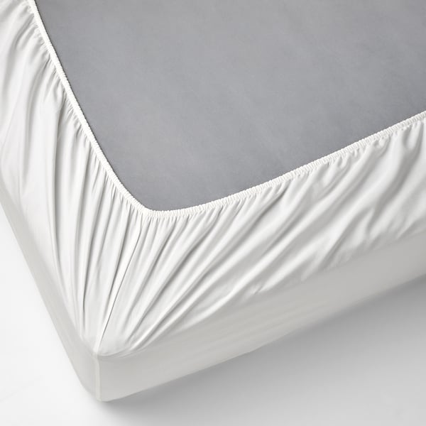 RÖNNVECKMAL fitted sheet, white, 160x200 cm