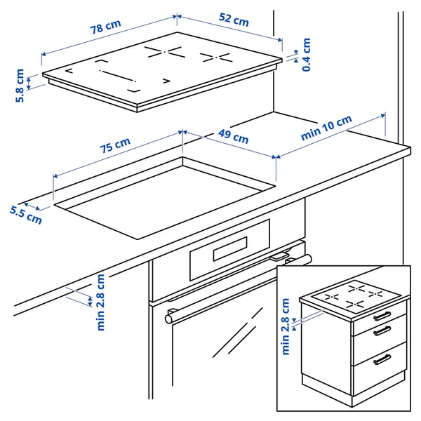 ROGESTAD induction hob, IKEA 500 black, 78 cm