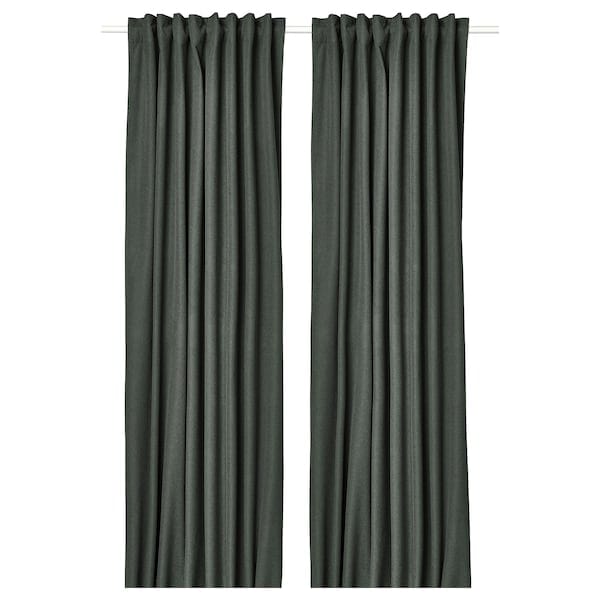 Ikea ROSENMANDEL - Blackout curtain, 2 sheets, dark green, 135x300 cm