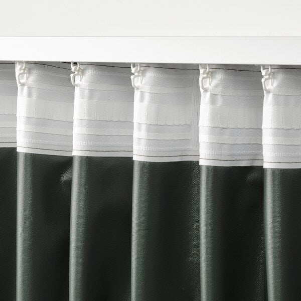 ROSENMANDEL block-out curtains, 1 pair, dark green/with heading tape, 135x300 cm