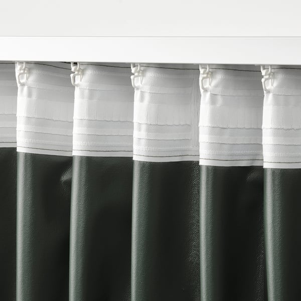 ROSENMANDEL block-out curtains, 1 pair, dark green/with heading tape, 135x300 cm