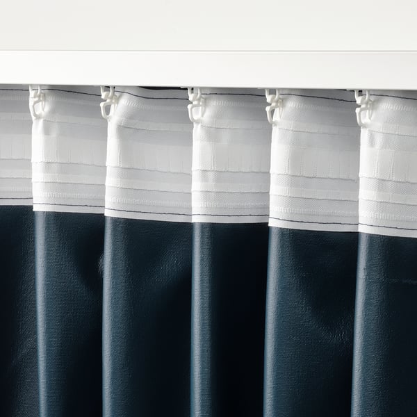 ROSENMANDEL room darkening curtains, 1 pair, dark blue/with heading tape, 135x300 cm