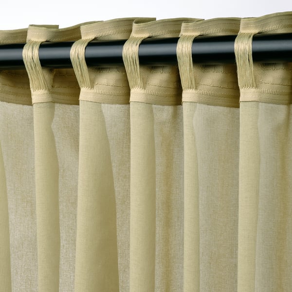 ROSENROBINIA sheer curtain, 1 piece, light olive-green/with heading tape