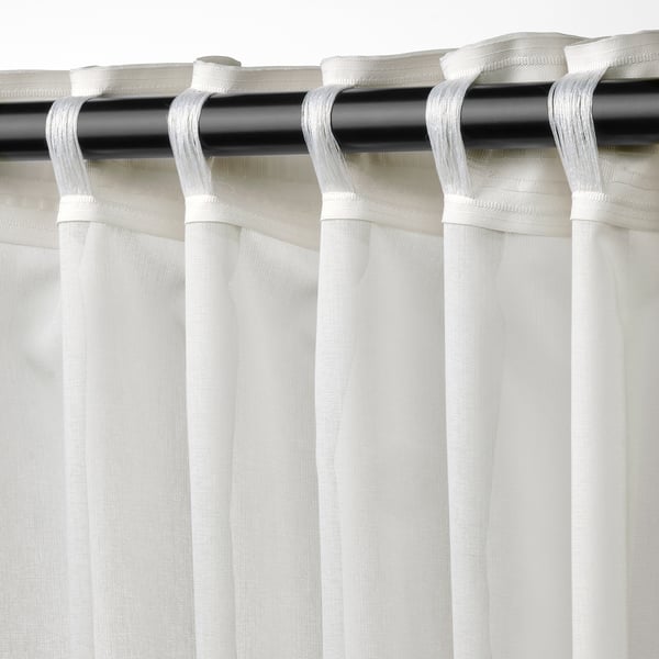 ROSENROBINIA sheer curtains, 1 pair, white/with heading tape, 145x300 cm