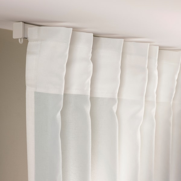 ROSENROBINIA sheer curtains, 1 pair, white/with heading tape, 145x300 cm