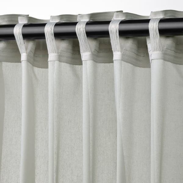 ROSENROBINIA sheer curtains, 1 pair, light grey/with heading tape, 145x300 cm